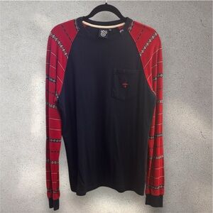 LRG Black and Red Patterned Long Sleeve Tee